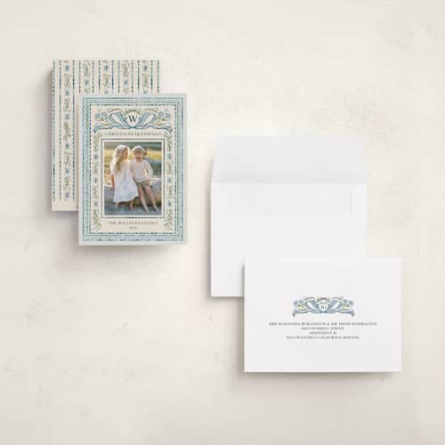 This is a blue jay holiday photo cards with standard by Paper Sun Studio called christmas gift printing on recycled smooth signature in grand