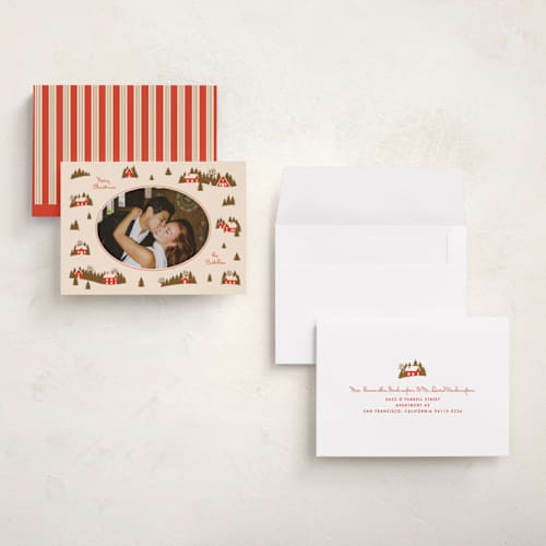 This is a fruitcake holiday photo cards with standard by Ekko Studio called vintage village printing on signature in grand
