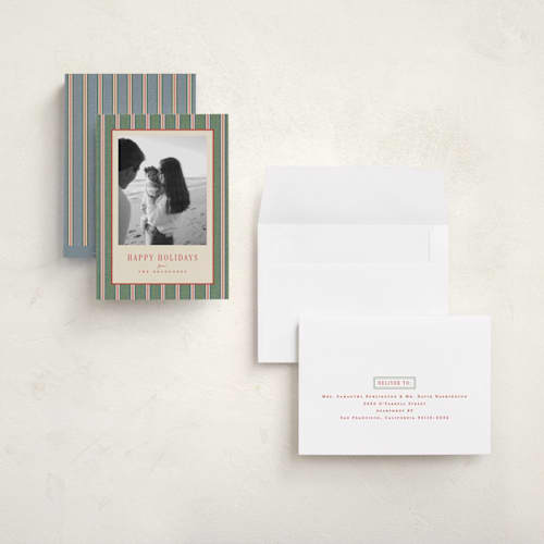 This is a pine holiday photo cards with standard by Amy Kross called atwood printing on signature in grand