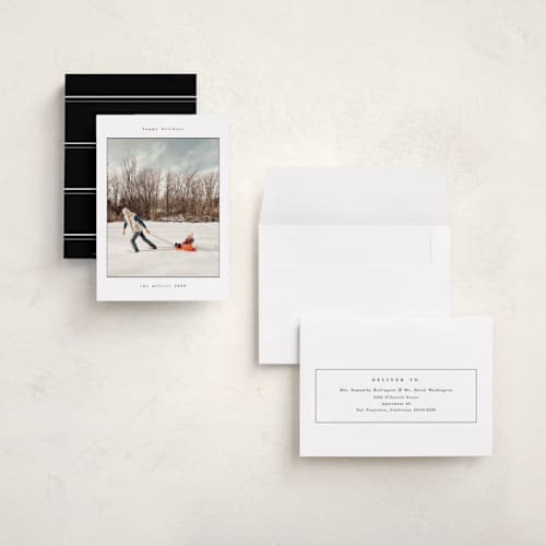 This is a snow holiday photo cards with standard by Nicole Walsh called typewriter printing on signature in grand