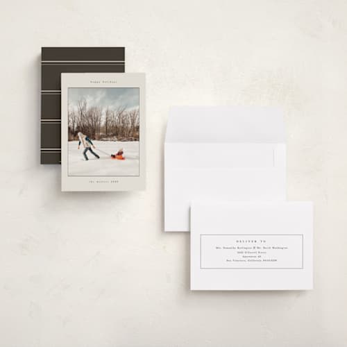 This is a latte holiday photo cards with standard by Nicole Walsh called typewriter printing on signature in grand