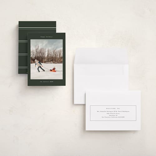 This is a evergreen holiday photo cards with standard by Nicole Walsh called typewriter printing on signature in grand
