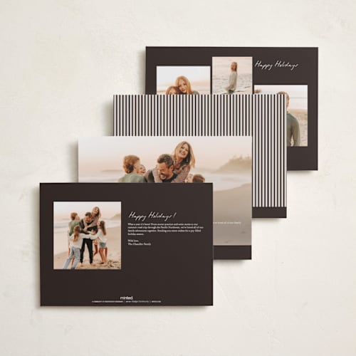 This is a coal holiday photo cards with standard by Pixel and Hank called reverie printing on signature in grand