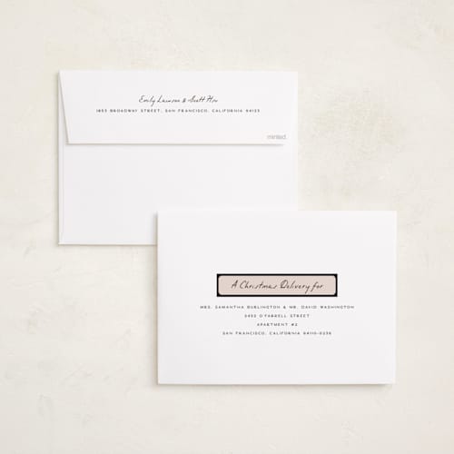 This is a coal holiday photo cards with standard by Pixel and Hank called reverie printing on signature in grand