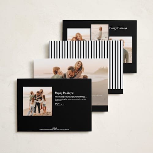 This is a charcoal holiday photo cards with standard by JoAnn Jinks called modern border printing on signature in grand