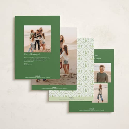 This is a forest holiday photo cards with standard by Bayberry Kate called chintz printing on recycled smooth signature in grand