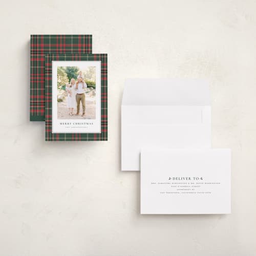 This is a flannel holiday photo cards with standard by Wildfield Paper Co called apres ski printing on signature in grand