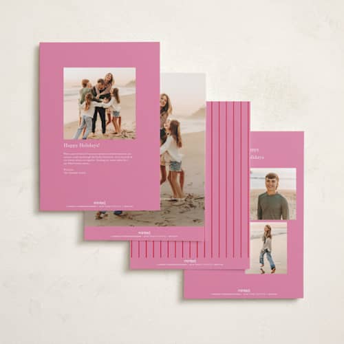 This is a peony holiday photo cards with standard by Baumbirdy called colorful stripes printing on recycled smooth signature in grand