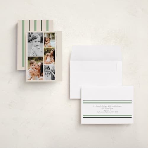 This is a buttercream holiday photo cards with standard by Morgan Kendall called cinq printing on recycled smooth signature in grand