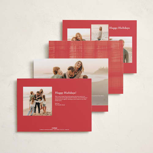 This is a bright red holiday photo cards with standard by Penny Eversole called not my idea pet card printing on recycled smooth signature in grand