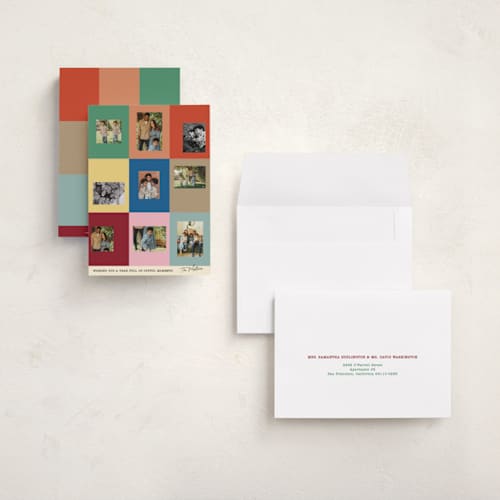 This is a confetti holiday photo cards with standard by Pati Cascino called joyful moments printing on signature in grand