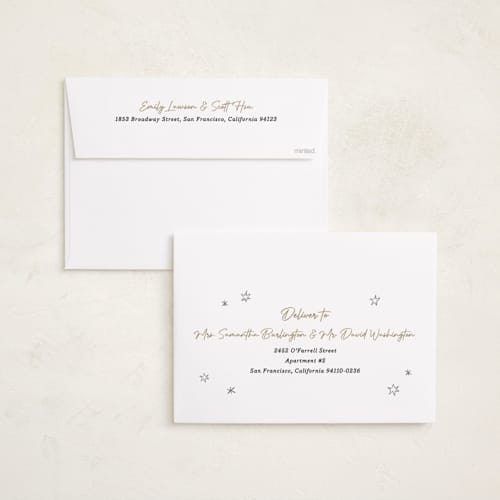 This is a ivory holiday photo cards with standard by Cass Loh called scattered joy printing on signature in grand