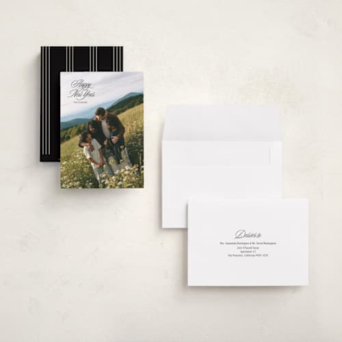 This is a charcoal holiday photo cards with standard by Cindy Reynolds called primrose hill printing on signature in grand