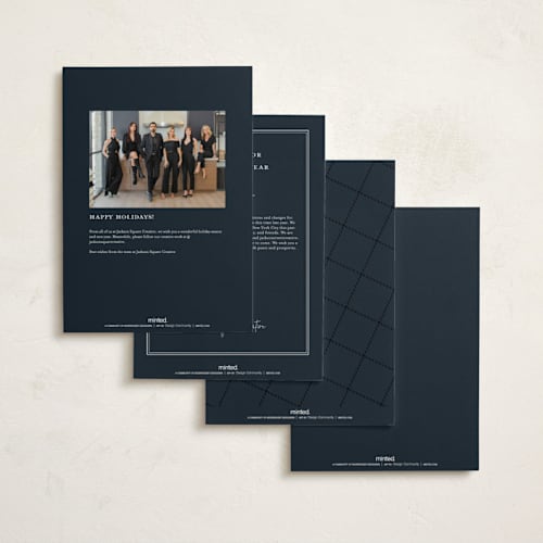 This is a night sky holiday photo cards with standard by Ekko Studio called holiday home printing on signature in grand