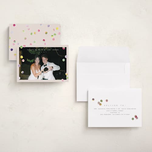 This is a cream holiday photo cards with standard by Anastasia Makarova called our new era printing on recycled smooth signature in grand