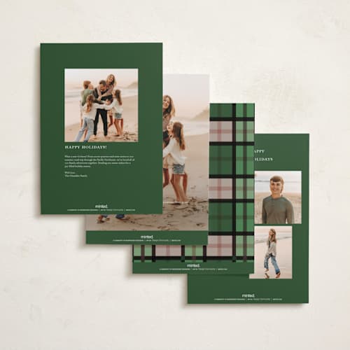 This is a snow holiday photo cards with standard by Morgan Kendall called window pane printing on signature in grand