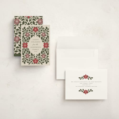 This is a evergreen holiday photo cards with standard by Katharine Watson called holly frame printing on signature in grand