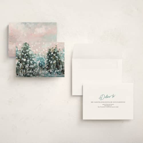 This is a snow holiday photo cards with standard by Lindsay Megahed called wonderful time printing on signature in grand