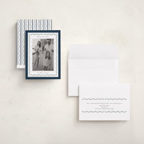 This is a winter berry holiday photo cards with standard by Susan Moyal called vintage vine printing on recycled smooth signature in grand
