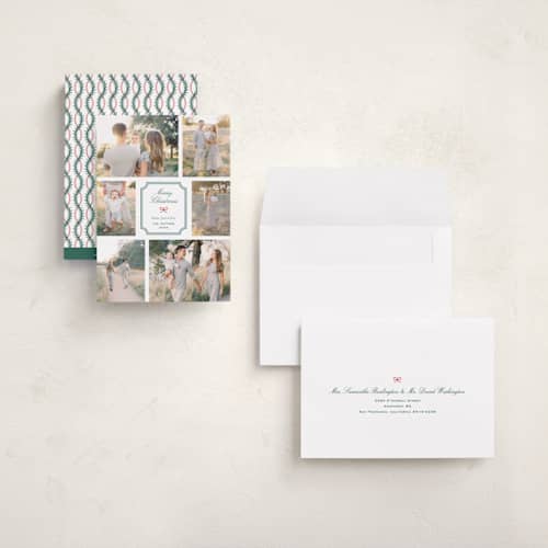 This is a emerald holiday photo cards with standard by Alston Foster called favorite gifts printing on signature in grand