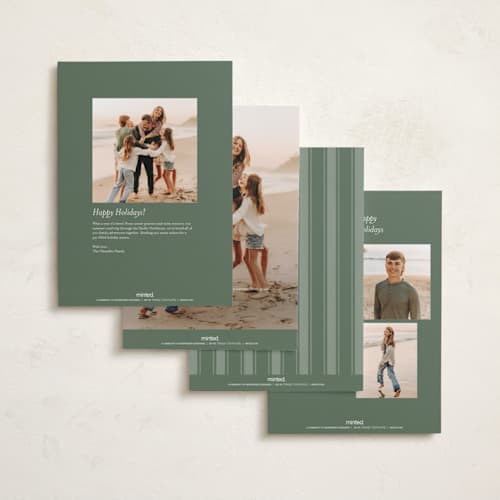 This is a eucalyptus holiday photo cards with standard by Carmia C. called nostalgic script printing on signature in grand