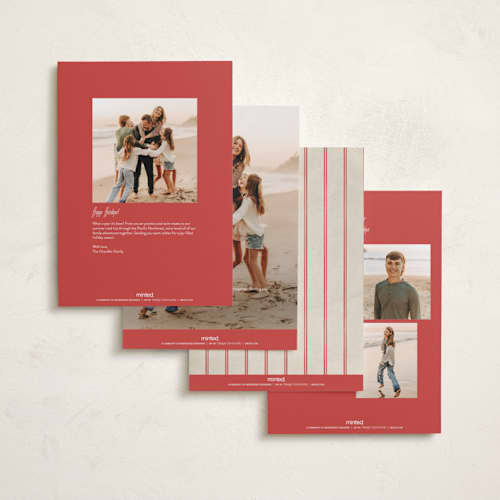This is a peppermint holiday photo cards with standard by Jenna Holcomb called vintage mail printing on signature in grand