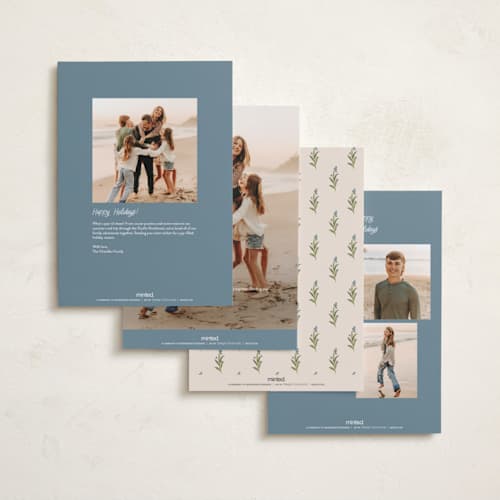 This is a blue jay holiday photo cards with standard by Creo Study called hand-drawn vintage garden printing on recycled smooth signature in grand