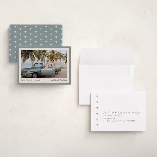 This is a pool holiday photo cards with standard by Chris Griffith called holiday band printing on signature in grand