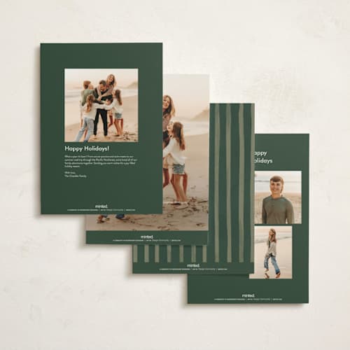 This is a pine holiday photo cards with standard by Joanna Rosado called cosy christmas printing on signature in grand