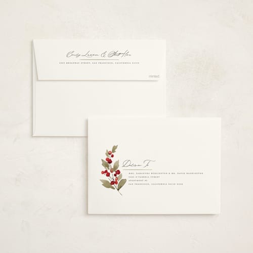 This is a garland holiday photo cards with standard by Wildfield Paper Co called wild wreath printing on signature in grand