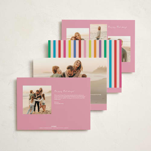 This is a blush holiday photo cards with standard by Morgan Kendall called playful letters printing on signature in grand