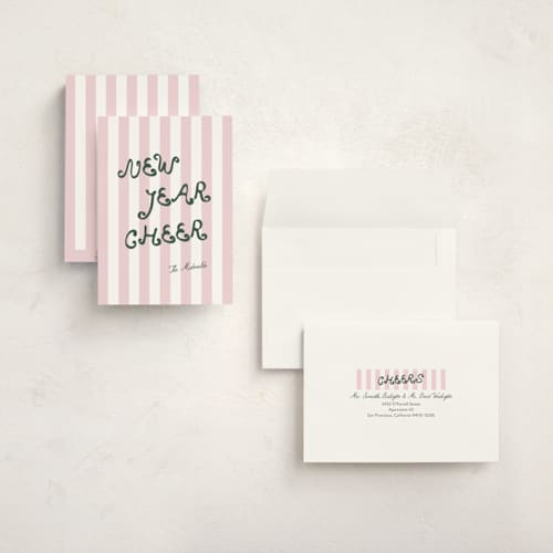 This is a rose holiday photo cards with standard by Angela Garrick called curly font printing on signature in grand