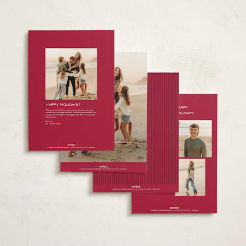 This is a cranberry holiday photo cards with standard by Stacy Maalouf called simplicity printing on signature in grand