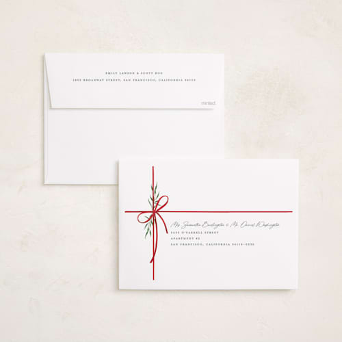 This is a snow foil stamped holiday cards with foil pressed by Susan Zinader called holiday gifts printing on recycled smooth signature in grand