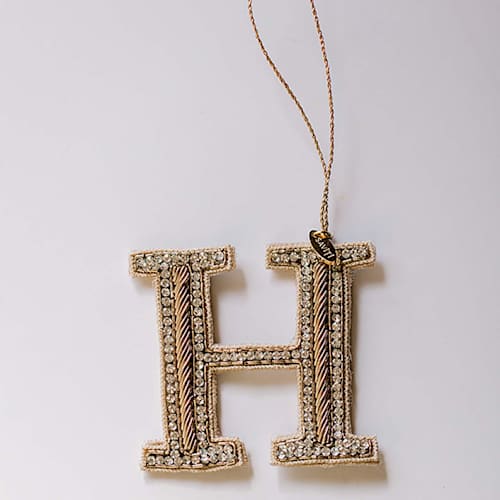 This is a silver holiday decorations by Courtney Bedi called personalized handmade letter ornament - large h in standard