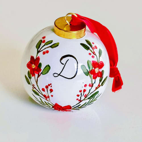 This is a multicolorassorted-colors holiday decorations by Arohika Verma called personalized monogram alphabet initial ornament in standard