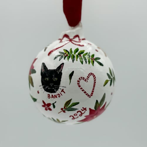 This is a multicolorassorted-colors holiday decorations by Ashley Myers called personalized multicolor holiday toile ornament in standard