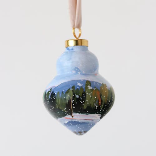 This is a green holiday decorations by Weronika Zubek called snowy pines winter - 30 in standard