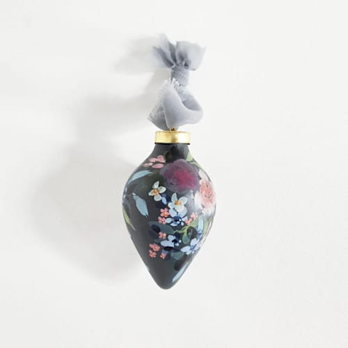 This is a multicolorassorted-colors holiday decorations by Kate Nelson called deep teal blue hand painted ornament in standard