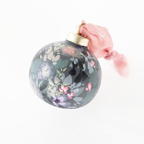 This is a multicolor holiday decorations by Kate Nelson called deep teal hand painted ornament in standard