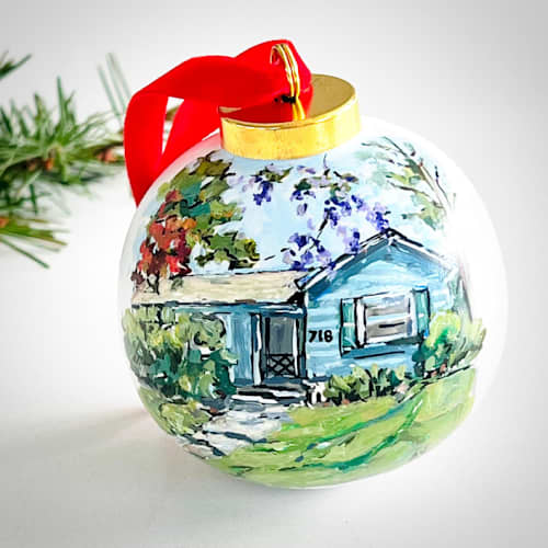 This is a white holiday decorations by Arohika Verma called hand-painted custom ornament in standard