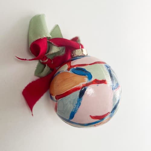 This is a multicolor holiday decorations by Mary Gaspar called colorful abstract ball ornament in standard