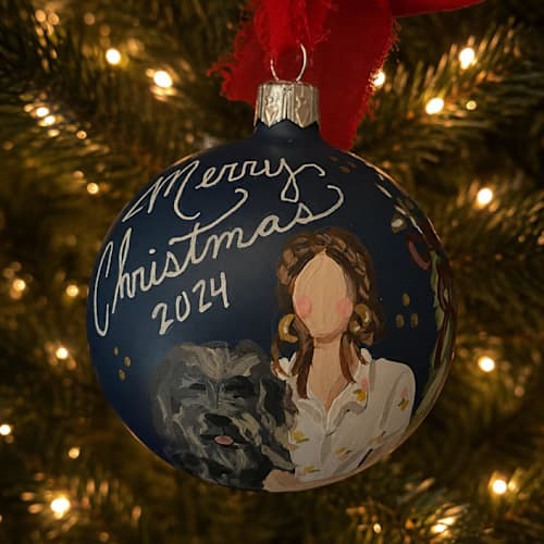 This is a blue holiday decorations by Hannah Laine Creates called painted christmas ornament family of 1 in standard