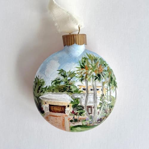 This is a multicolor holiday decorations by Kristen Laczi called custom house portrait ornament in standard