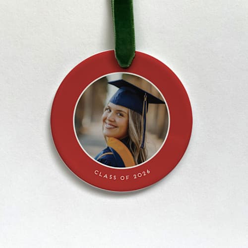 This is a white holiday decorations by Holly Whitcomb called custom photo ornament - grad solid border in standard