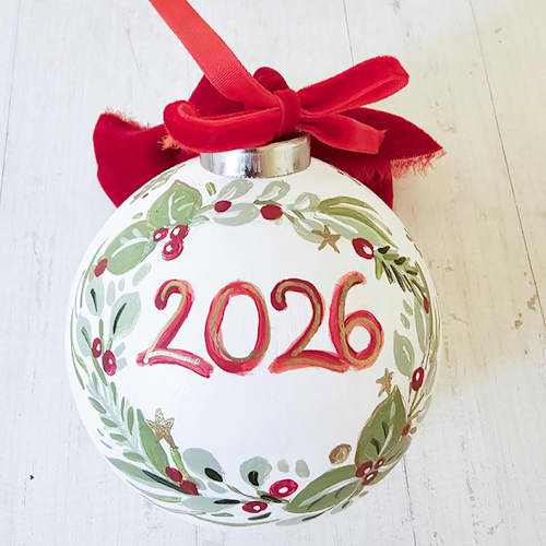 This is a multicolor holiday decorations by AlisonJerry called custom name with 2026 ceramic, hand painted, ornament in standard