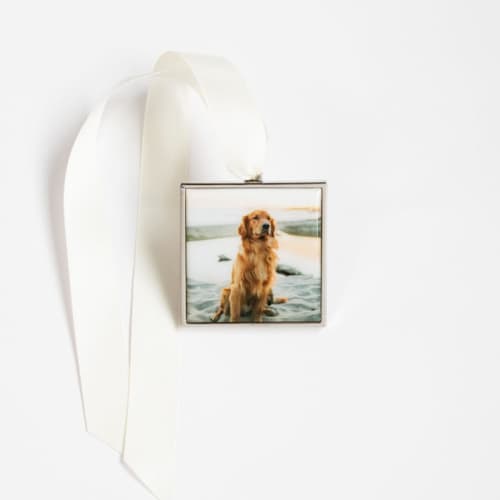 This is a silver holiday decorations by Kimbra Designs called 2026 custom square ornament silver in standard