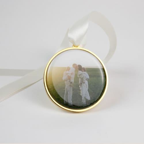 This is a gold holiday decorations by Kimbra Designs called 2026 custom round ornament gold in standard