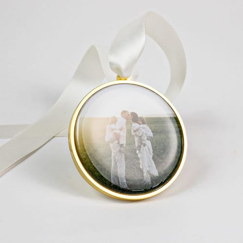 This is a gold holiday decorations by Kimbra Designs called 2026 custom round ornament gold in standard