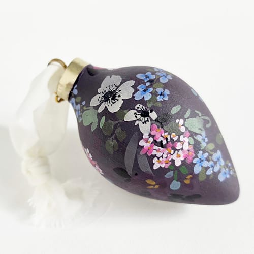 This is a multicolor holiday decorations by Kate Nelson called deep plum hand painted ornament in standard
